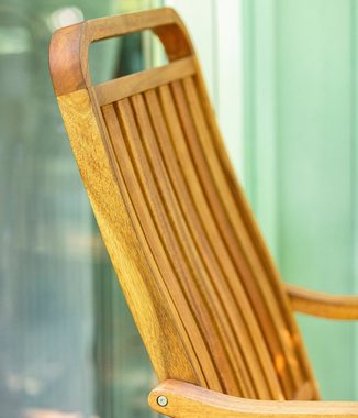 Dehner Balkonset Klappstuhl Lima, 86 x 42 x 59 cm, natur-farben, stabil und platzsparend, aus FSC®-zertifiziertem Akazienholz