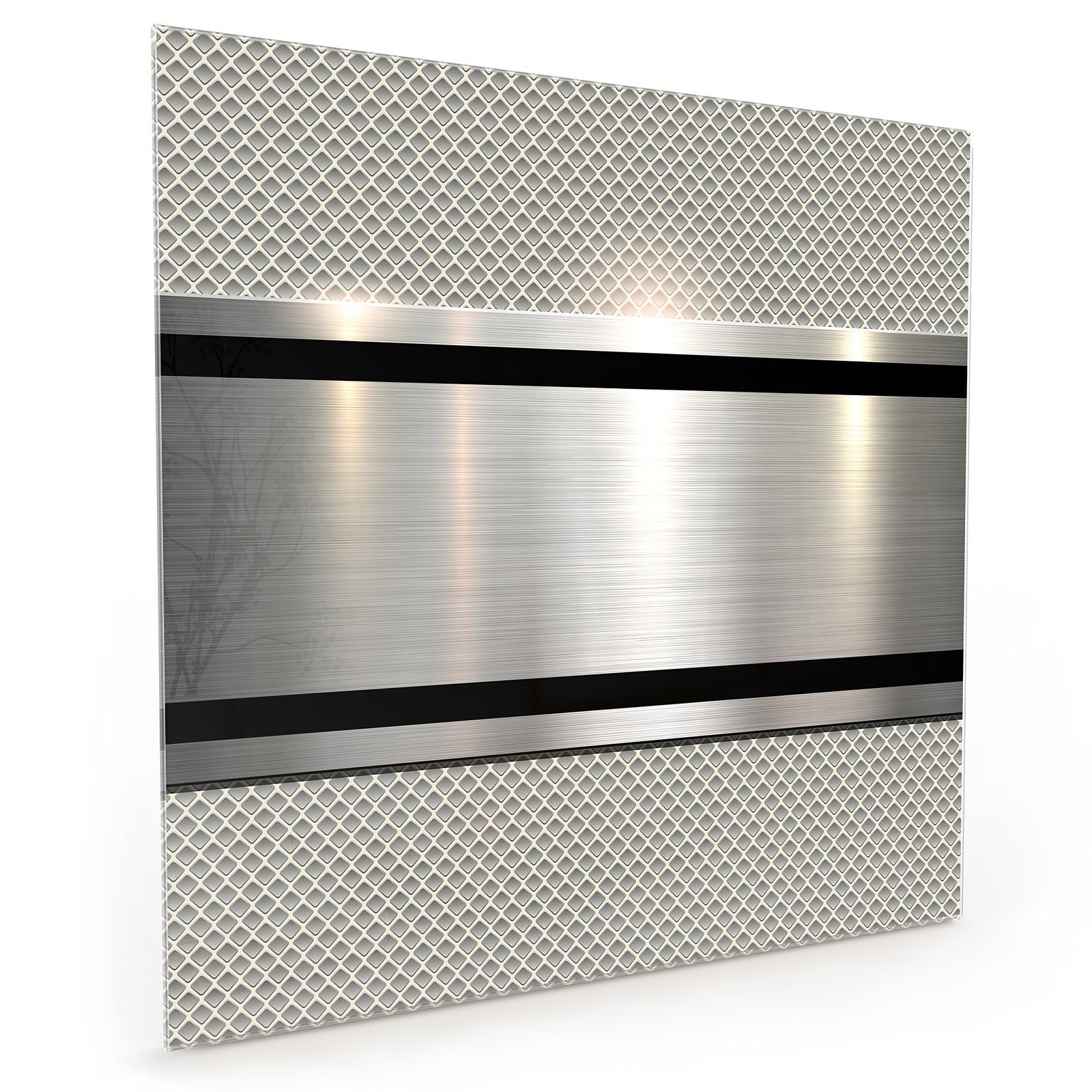 Primedeco Küchenrückwand mit Textur Motiv Metall Spritzschutz Glas Küchenrückwand