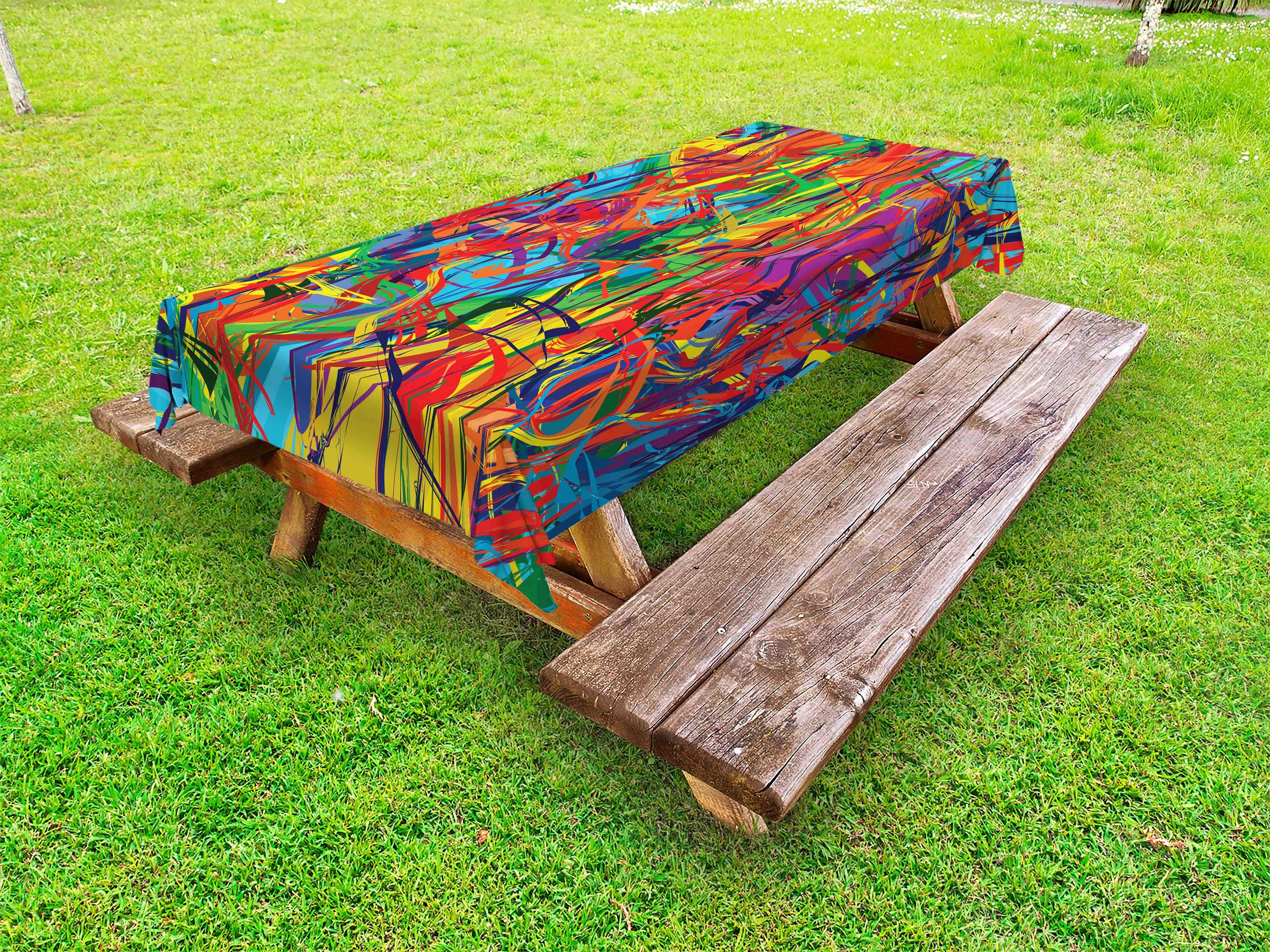 Circled dekorative Modern Tischdecke Picknick-Tischdecke, waschbare Abakuhaus Regenbogen-Muster