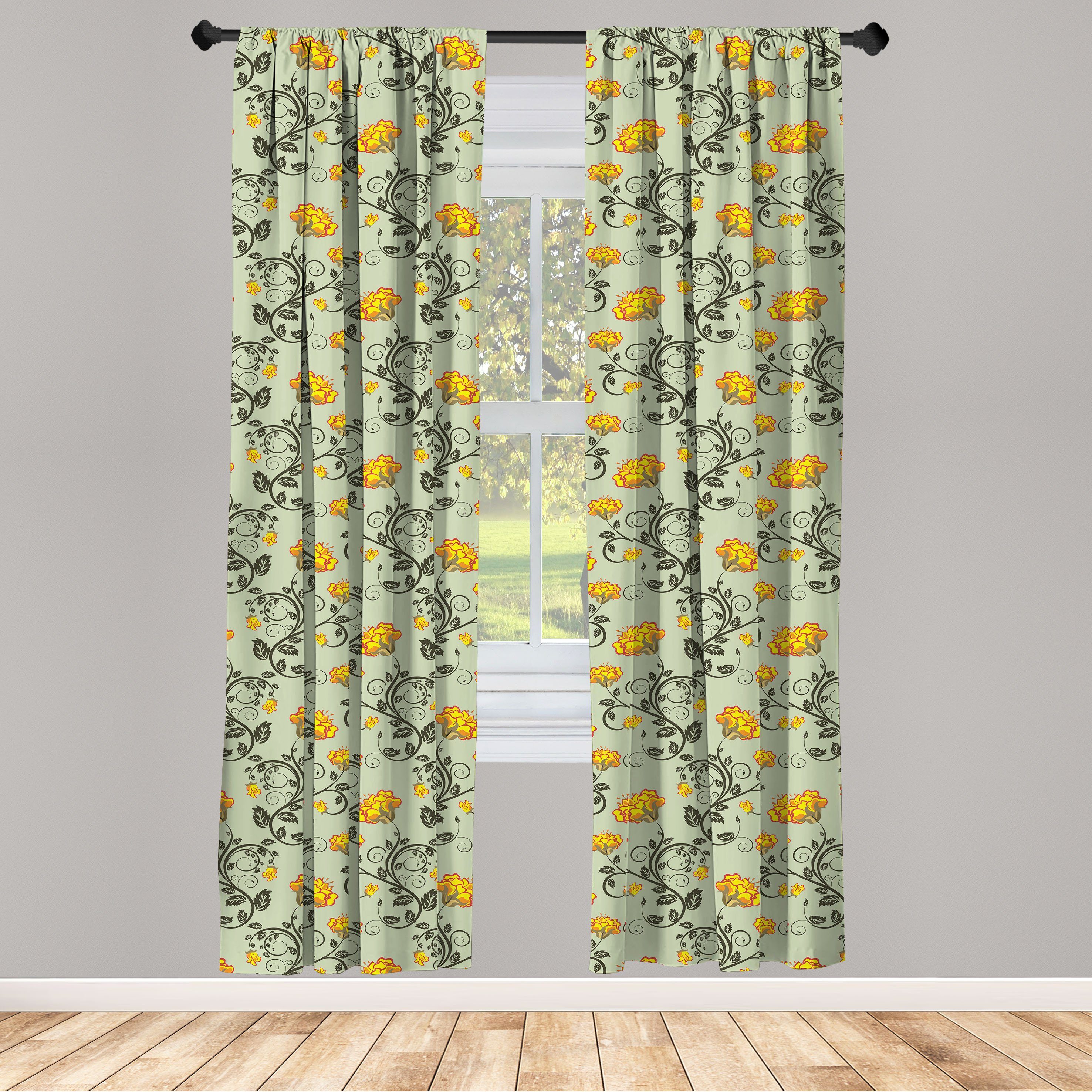Gardine Vorhang für Wohnzimmer Schlafzimmer Dekor, Abakuhaus, Microfaser, viktorianisch Antike Curlicue Peduncle