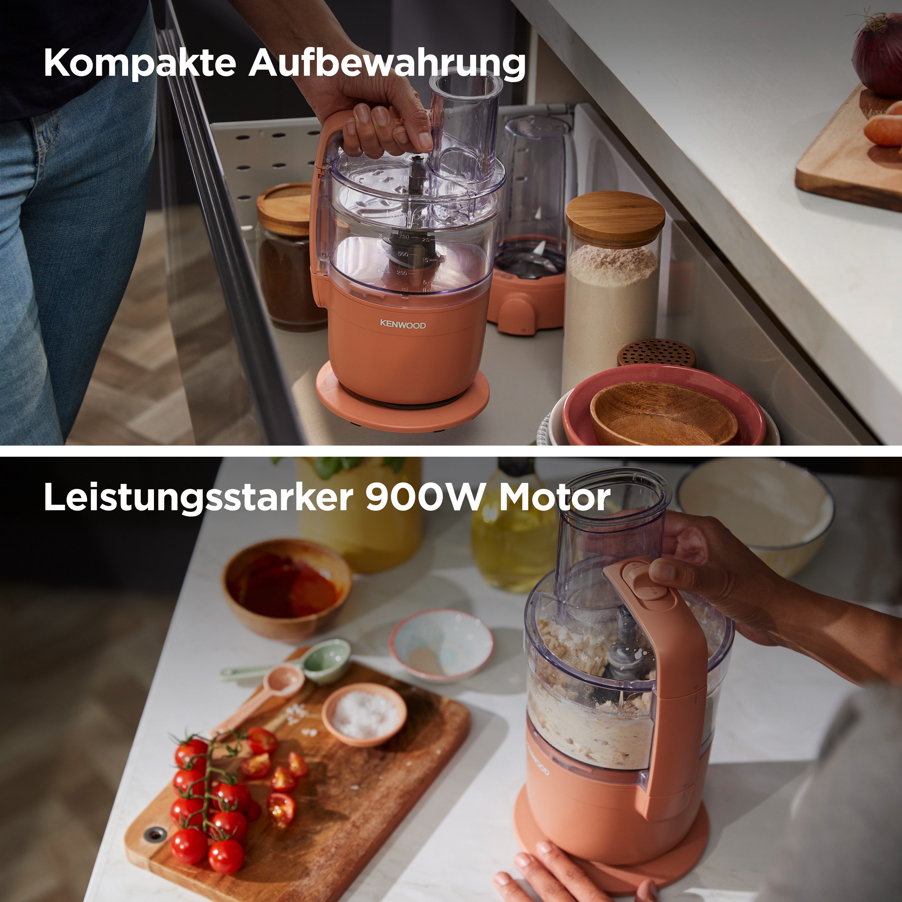 KENWOOD Küchenmaschine FDP23.380RD - Multipro Go, Express-Serve, 1,3 l Behälter, 900W, Rot, 900 W, 1,3 l Schüssel, Für Smoothies, zum Schneiden, Reiben, Pürieren und Teig Kneten