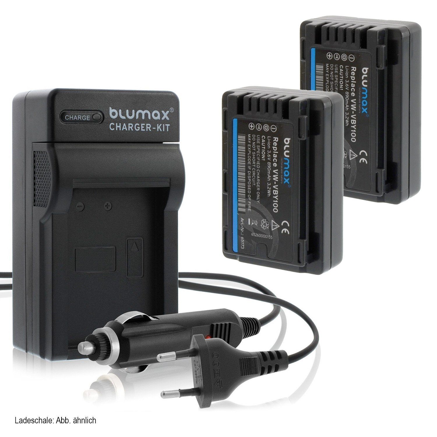 Blumax Set mit Lader für Panasonic VW-VBY100 890 mAh Kamera-Akku