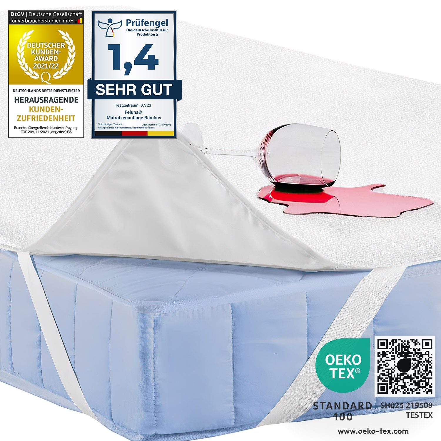 Matratzenschoner Feluna Wasserdichter Matratzenschoner – Bambusauflage für Allergiker Feluna, Betteinlage Matratzenschutz