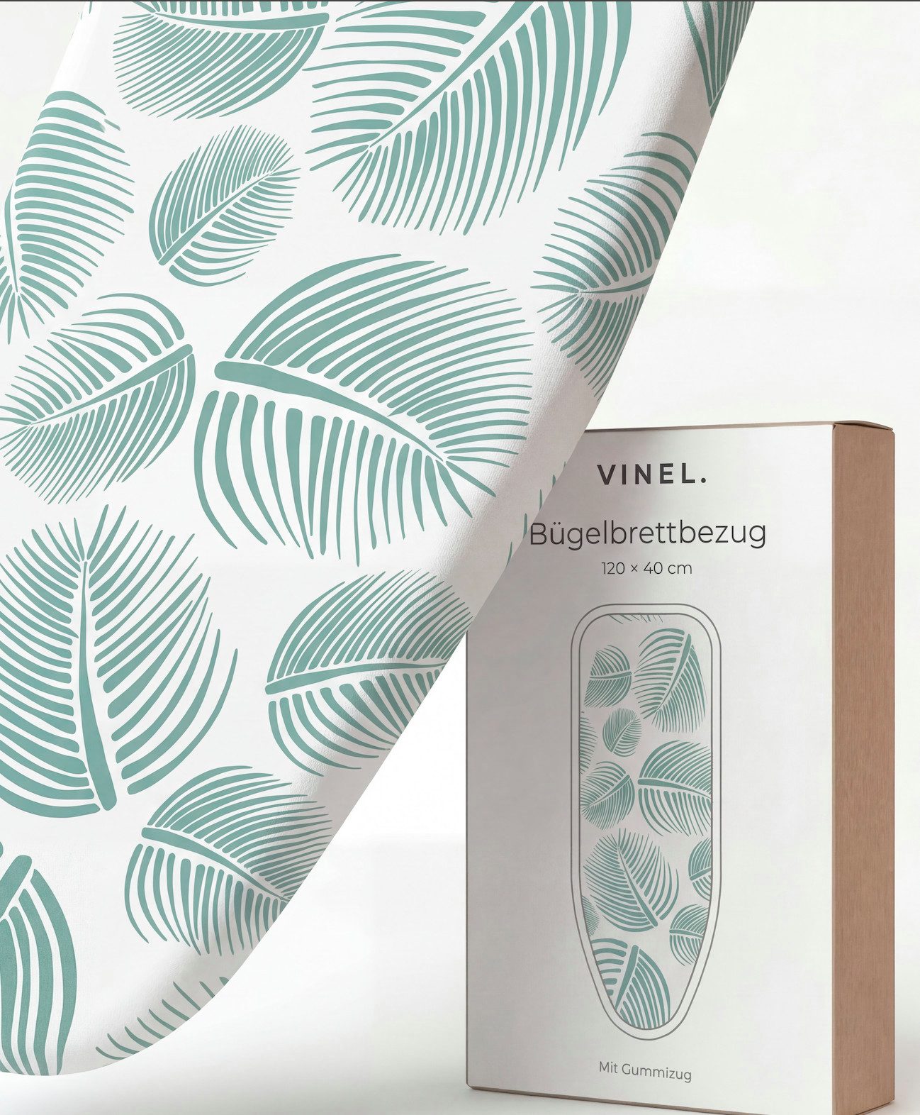 VINEL Ersatz-Bügelbrettbezug Baumwolle, XXL-Polster, Stabiler Gummizug – Universal, Grün