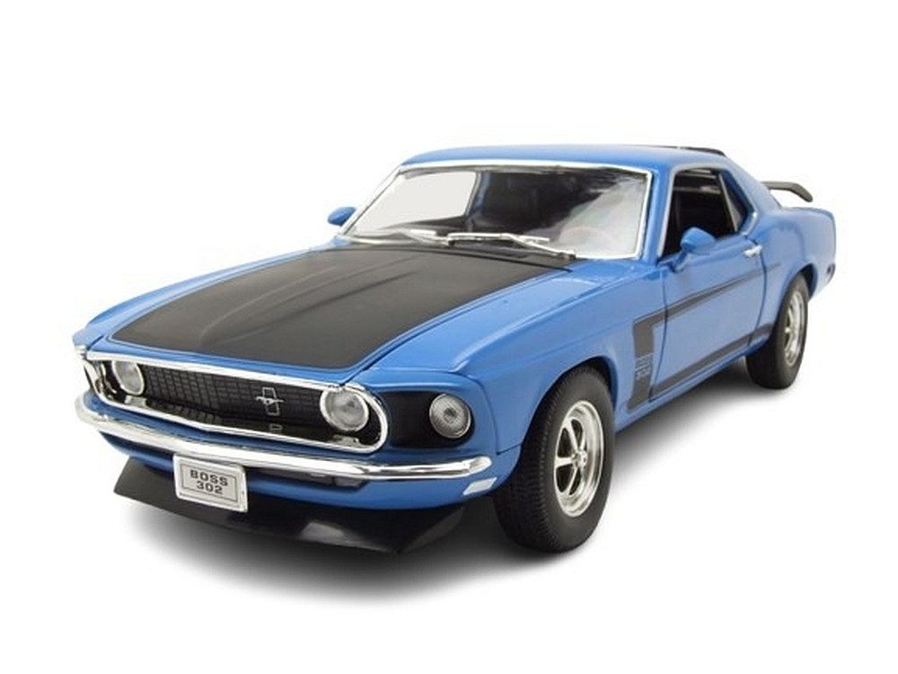 Welly Modellauto Ford Mustang Boss 302 1969 blau, Maßstab 1:18