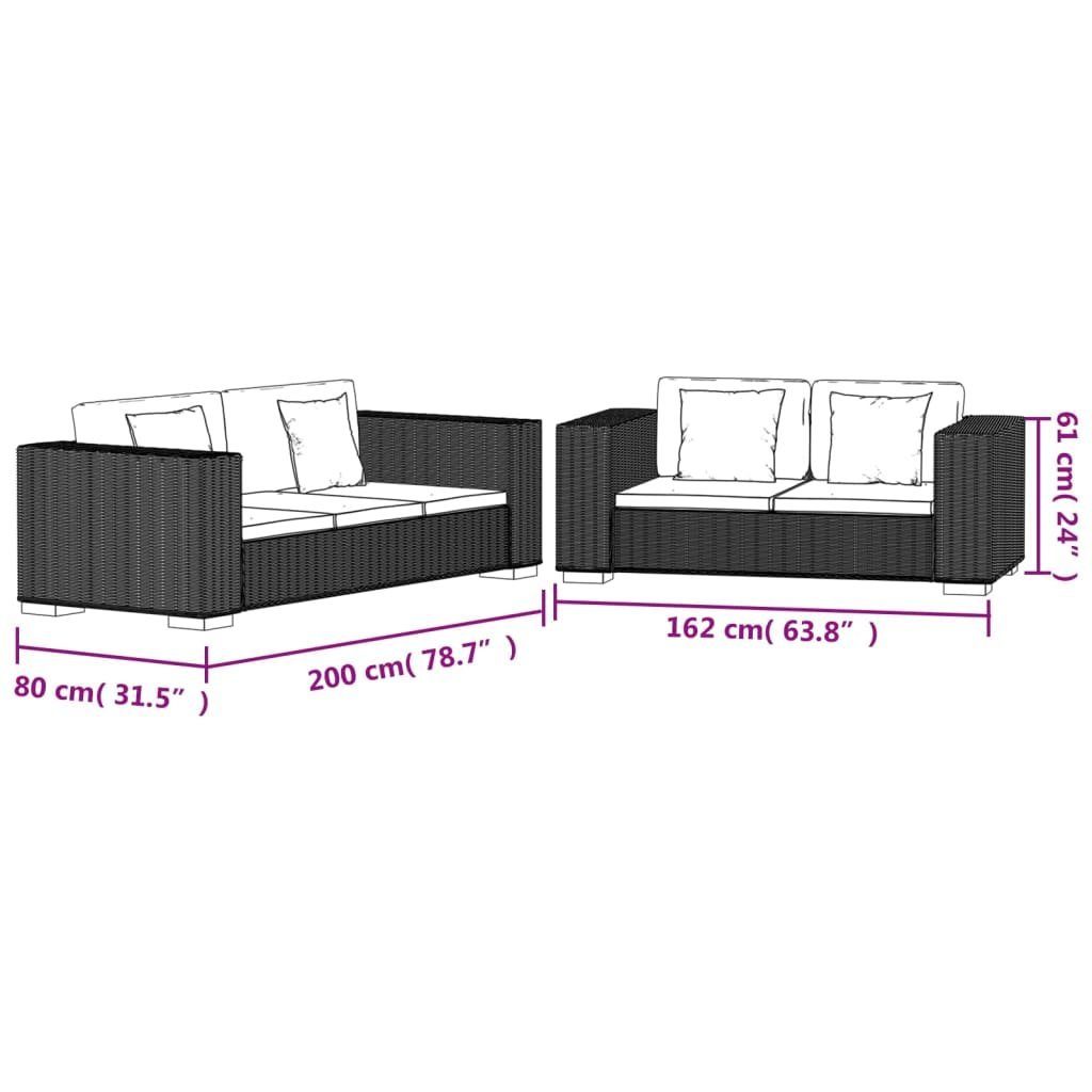 3-Sitzer Sofa DOTMALL Sofa-Set vidaXL Echtes und 2-Sitzer Rattan