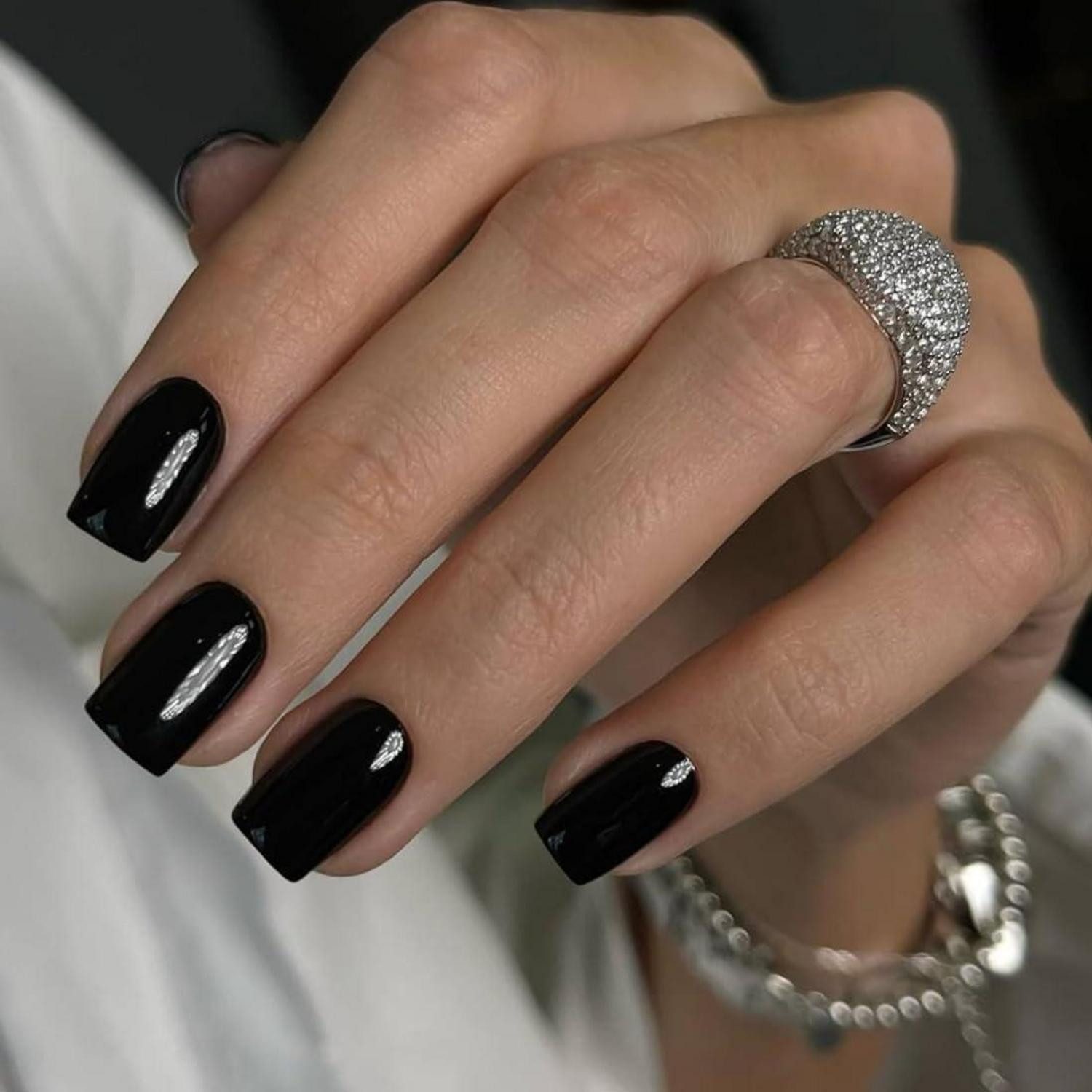 LuxusKollektion Kunstfingernägel Press On Nails Mandel Sarg Ballerina Jelly Gel 24 Stück Eckig Schwarz