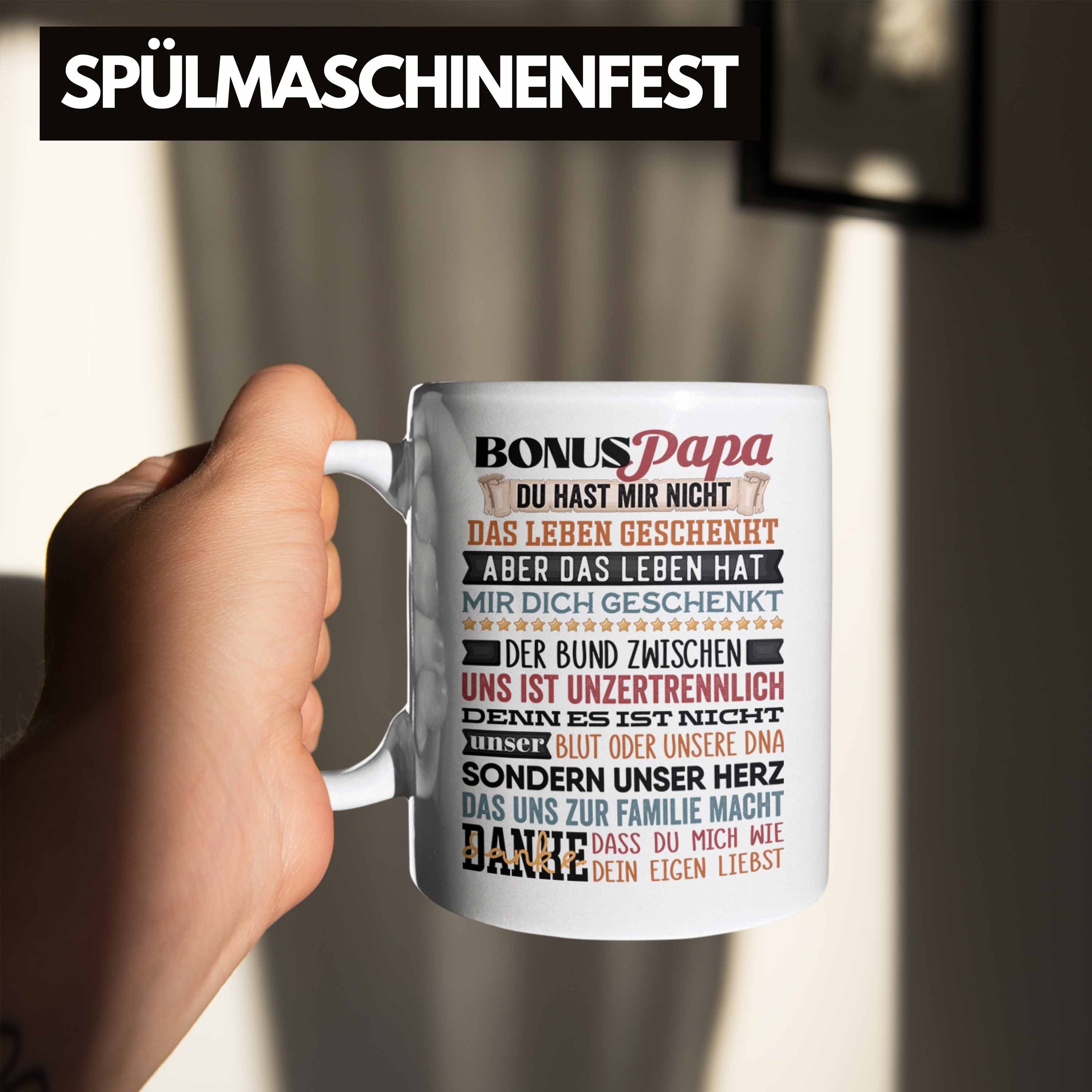 Geschenk Vatert Tasse Papa Trendation Tasse Stiefpapa Geschenkidee Bonus Stiefvater für Weiss