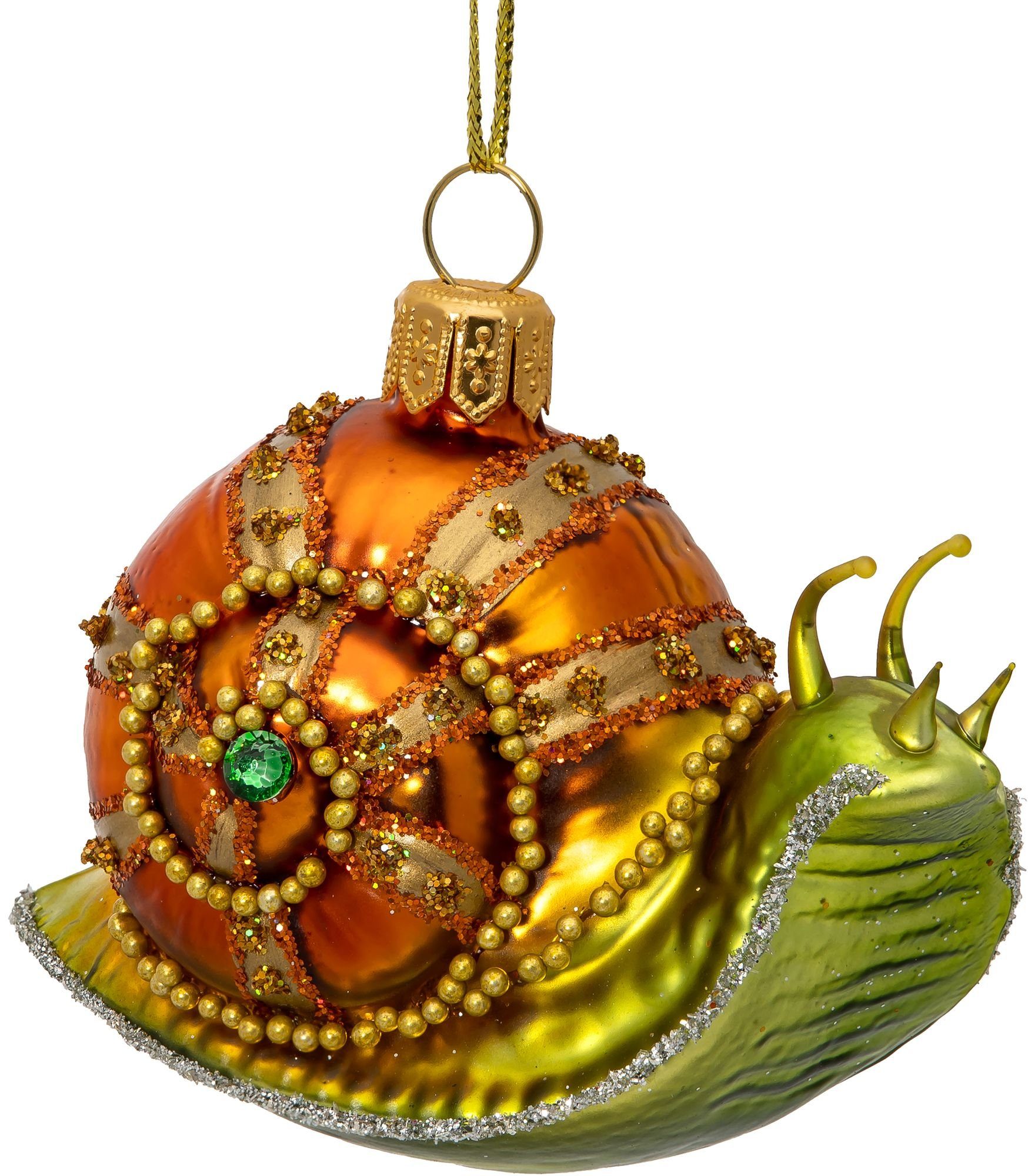 Christbaumschmuck BS747 Weinbergschnecke Glas Figur Premium Weihnachtsbaum Anhänger