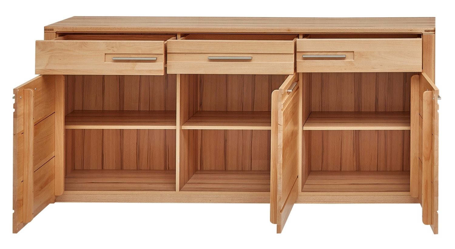 Innostyle Sideboard NATURE ONE, Kernbuche teilmassiv, 3 Holztüren, 3 Schubladen, Soft-Close, B 190 x H 86 x T 45 cm