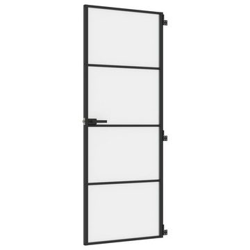 vidaXL Haustür Zimmertür Glastür Innentür Schlank Schwarz 76x201,5 cm Hartglas und Al