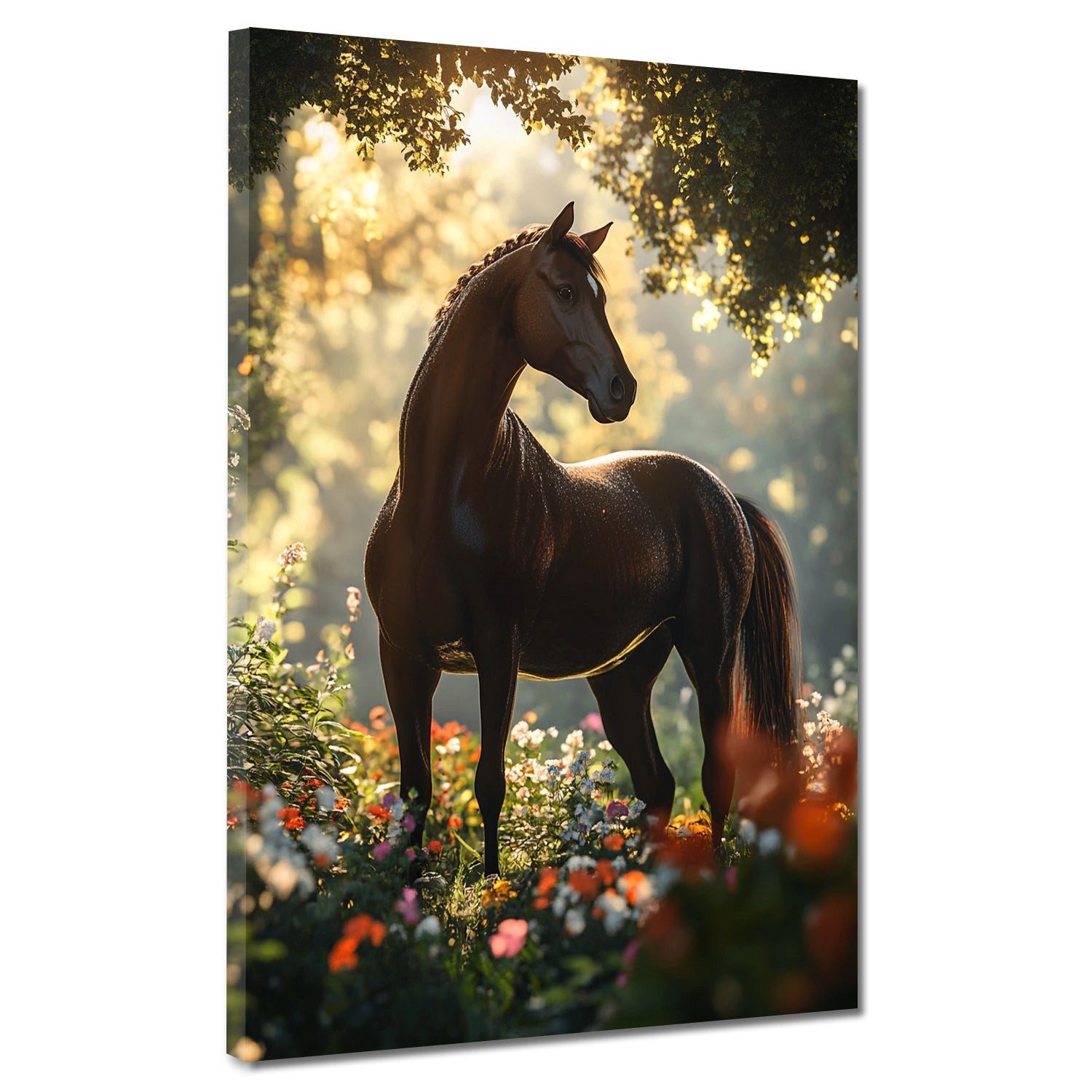Artedinoi Leinwandbild Edles Pferd Waldlichtung Leinwandbild Wandbild Kunstdruck XL Wanddeko, Pferd auf Waldlichtung