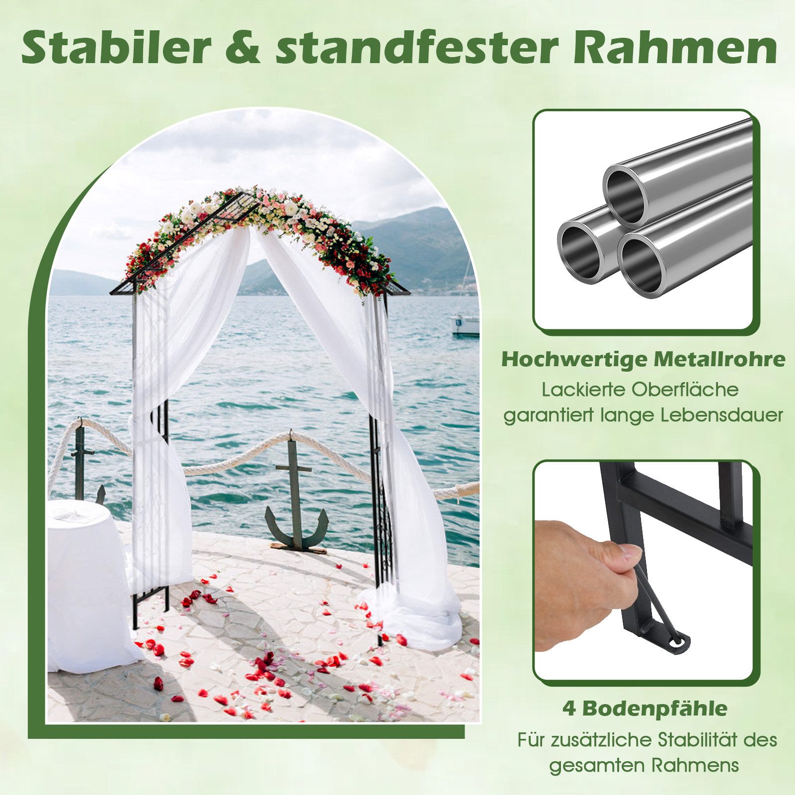 COSTWAY Rosenbogen, Rankhilfe, für Kletterpflanzen, 140x40x223 cm