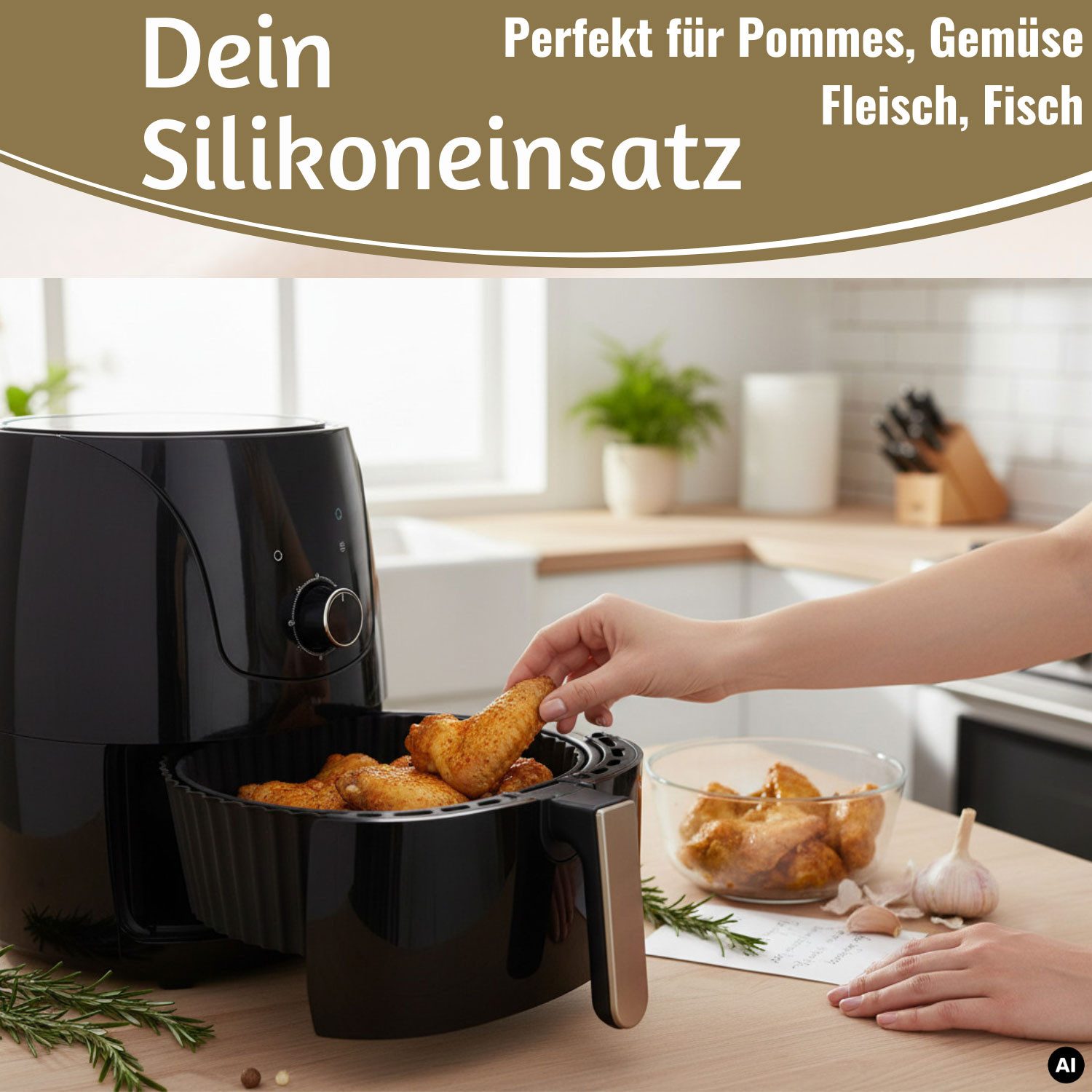 LS-LebenStil Backform Silikonform Rund 20cm Set Einsatz für Airfryer Heißluftfritteuse, (Heißluftfritteuse Antihaft Zubehör Backen Frittieren ohne Ankleben 2-tl – Bild 4 von 5