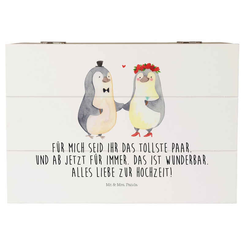 Mr. & Mrs. Panda Dekokiste Hochzeitspaar Pinguin - Weiß - Geschenk, Gastgeschenk, Dekokiste, Ver (1 St)