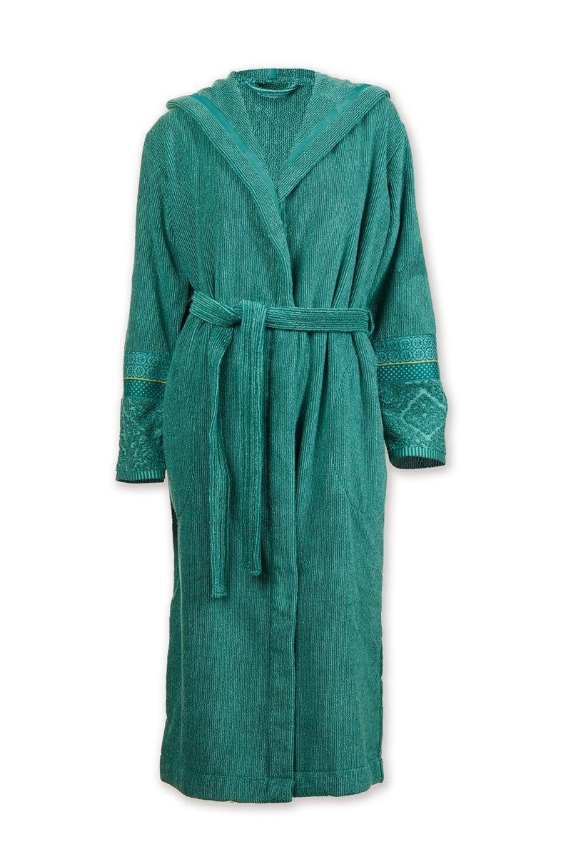 PiP Studio Bademantel Soft Zellige Bathrobe Green M Grün 100% Cotton, terry, 450 GSM M, Bademantel Damen und Herren Morgenmantel Frottee
