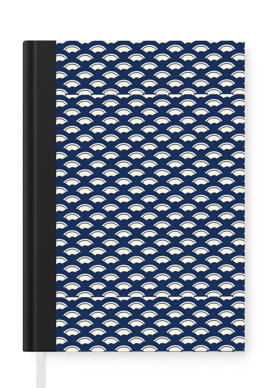 MuchoWow Notizbuch Japanisch - Blau - Weiß - Muster, Journal, Merkzettel, Tagebuch, Notizheft, A5, 98 Seiten, Haushaltsbuch
