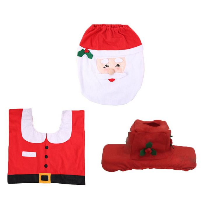 Teppich 3D Weihnachtsmann Toilettensitzbezug und Teppich Set Badezimmer Set GelldG