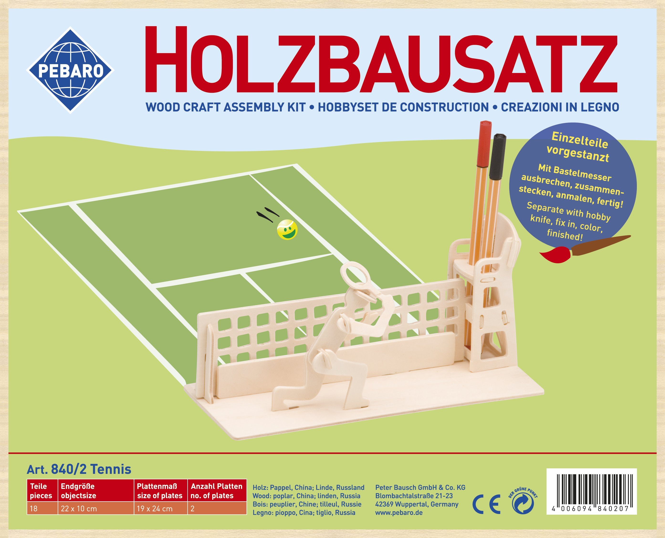 Pebaro 3D-Puzzle Holzbausatz Stiftehalter Tennis, 840/2, günstig online kaufen