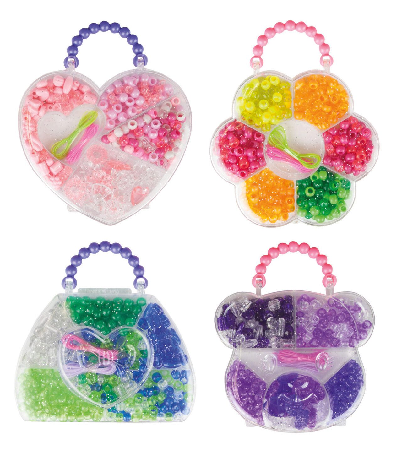 Lena® Spiel LENA Fädelperlen Tasche - Bunte Perlen zum Basteln (sortiert)