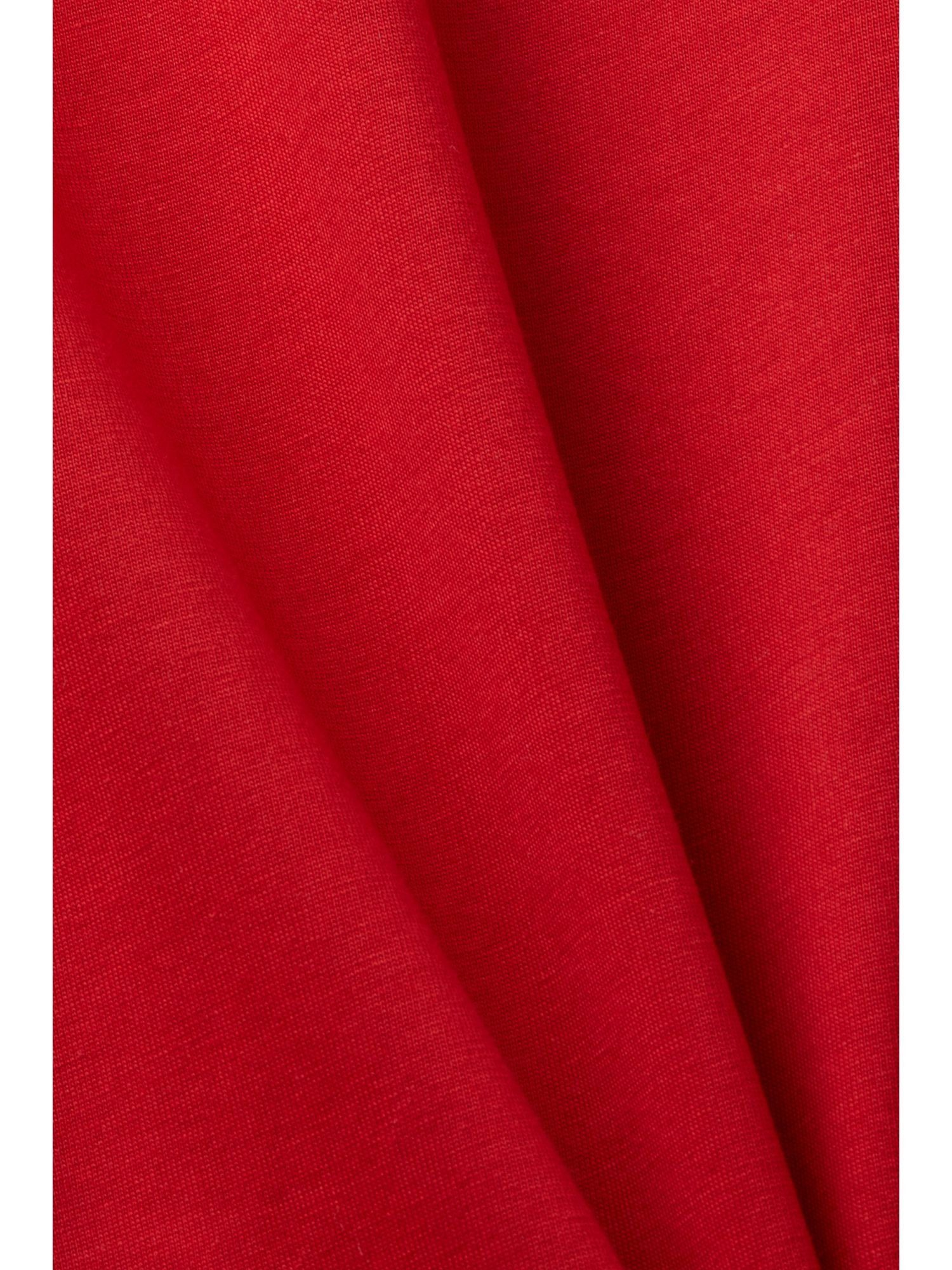 Esprit Collection T-Shirt Jersey-T-Shirt mit V-Ausschnitt, RED DARK (1-tlg) Baumwolle 100 