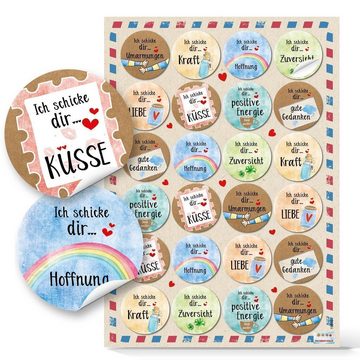 Logbuch-Verlag Aufkleber Buntes Sticker Set - DANKE + VIEL GLÜCK + Sprüche, (Spar-Set, 131tlg), Verzierung Geschenke Verpackung
