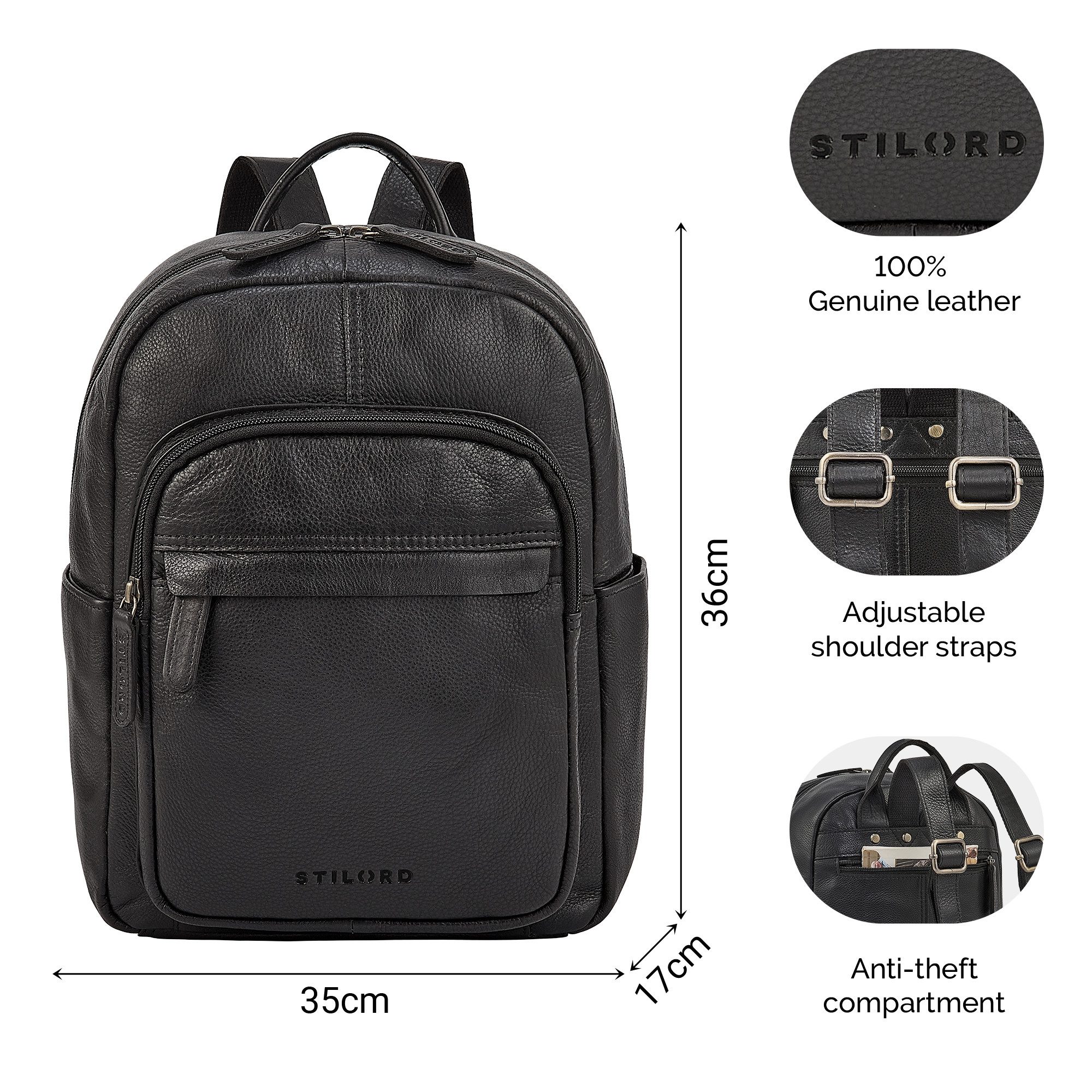 STILORD Cityrucksack "Dolores" Lederrucksack Damen Echtleder Klein