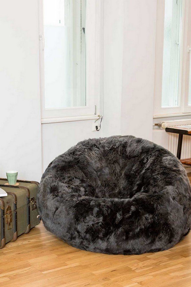 Sitzsack Sitzsack Schaffell langwollig grau D 83
