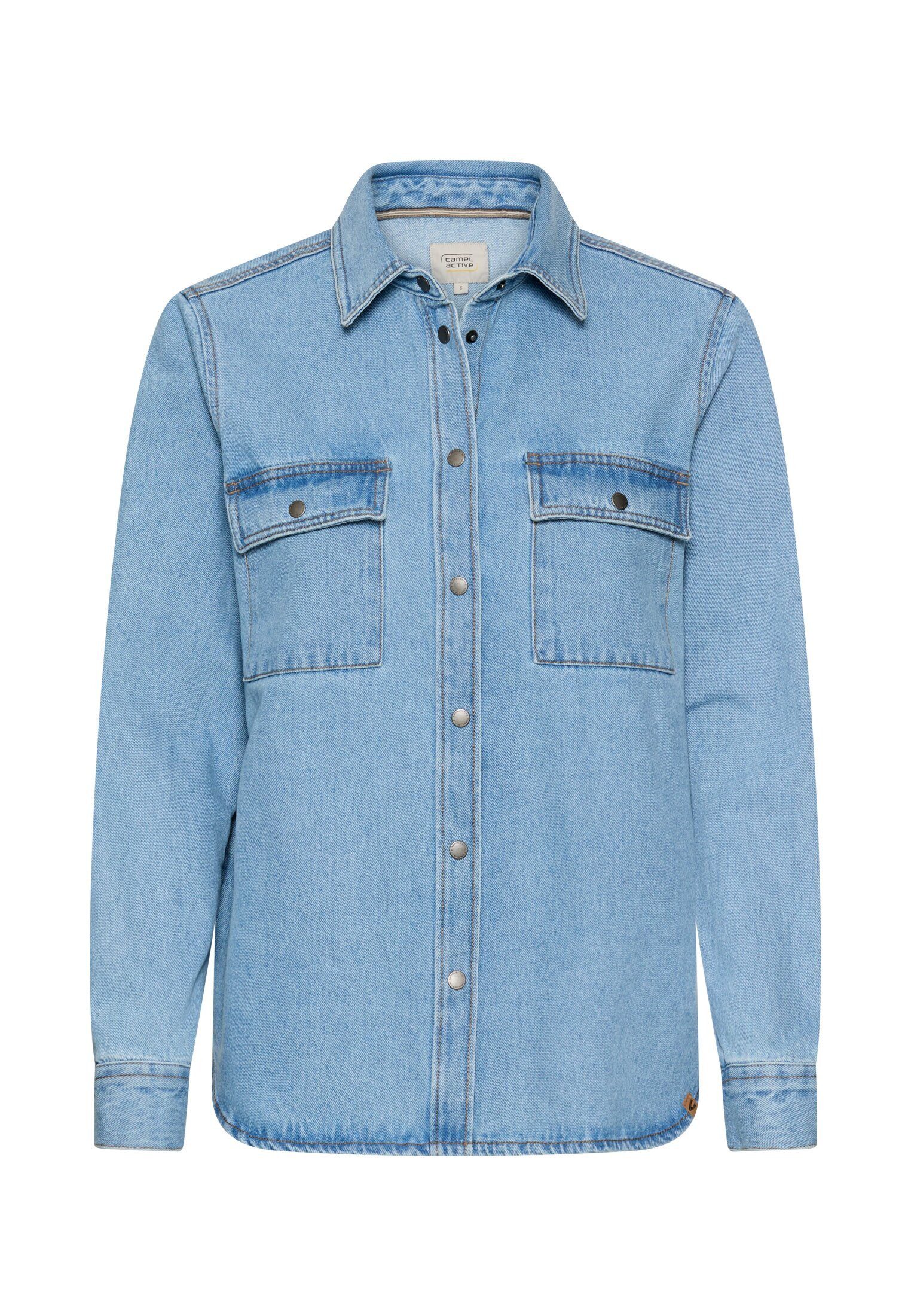 Jeansbluse mit Knopfleiste Langarm