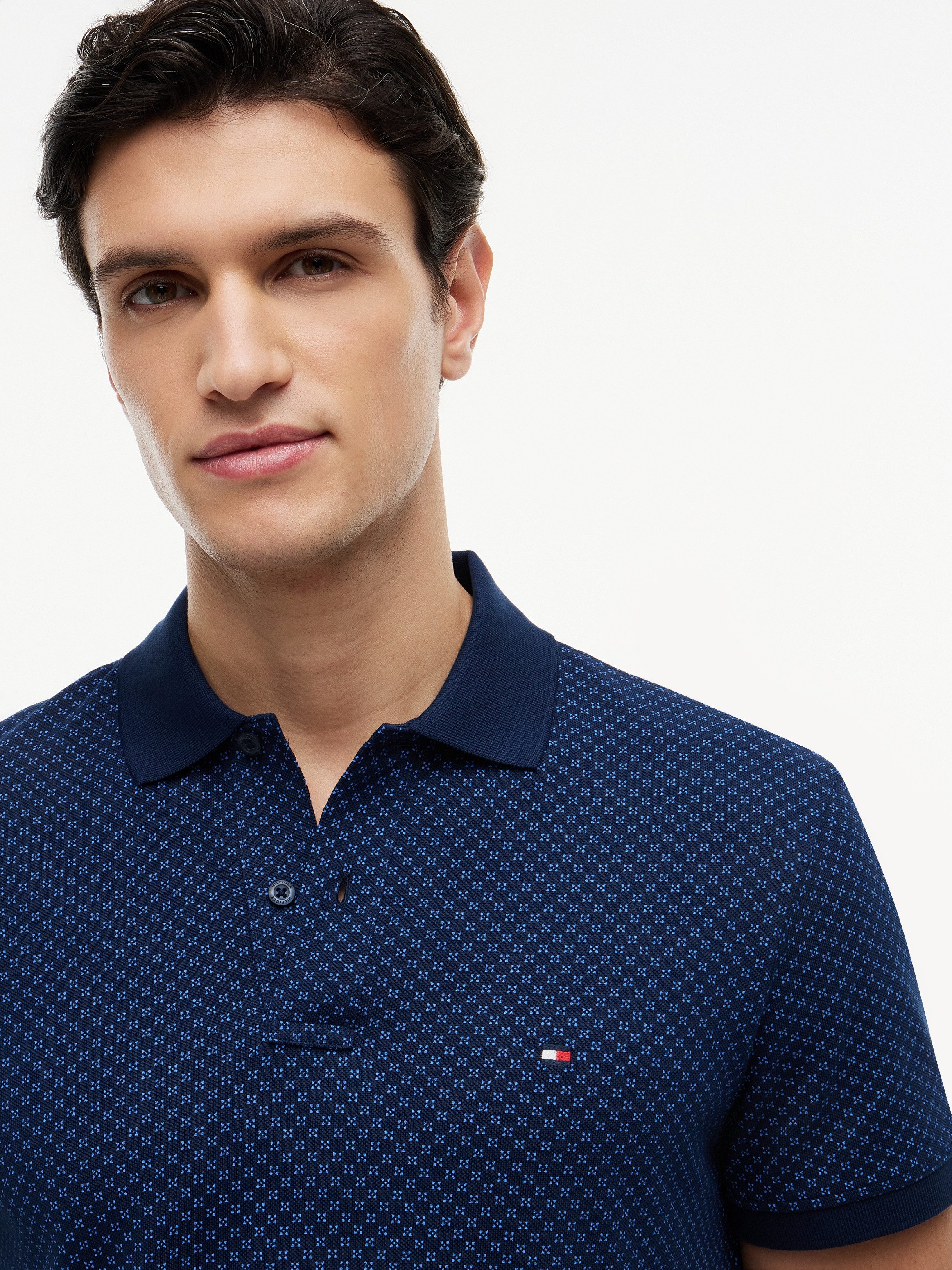 Tommy Hilfiger Poloshirt MICROPRINT PIQUE mit geometrischem Muster, regular fit