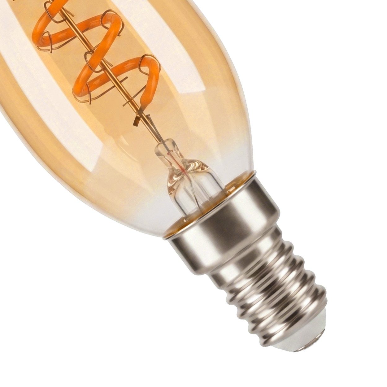 hofstein LED-Leuchtmittel 4er Set Glühbirne Extra Warmweiß dimmbar 4 Watt, E14, 2200 Kelvin, 220 Lumen, Kerze, Filament Spirale, Amber – Bild 4 von 5