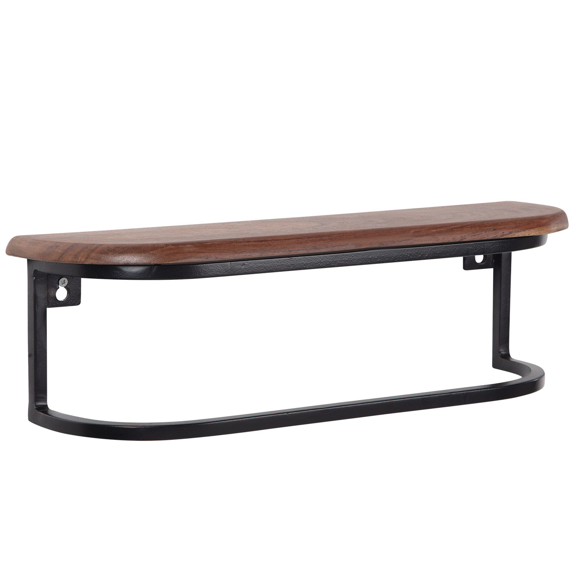 furnicato Bank Wandregal Massivholz, Walnuss Finish 50x15x13 cm Schwarz (1-St)