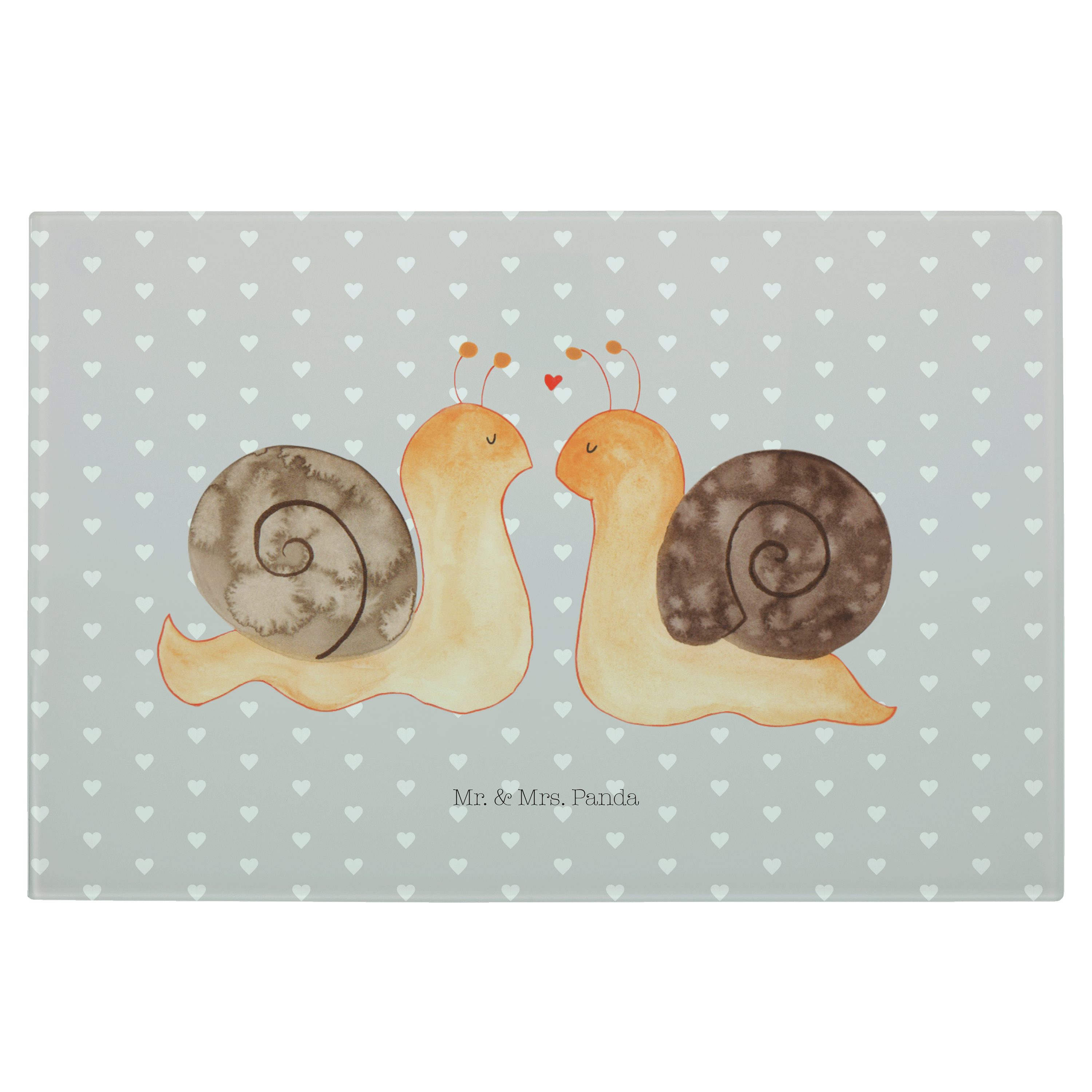Mr. & Mrs. Panda Servierbrett »Schnecken Liebe Grau Pastell Spruch