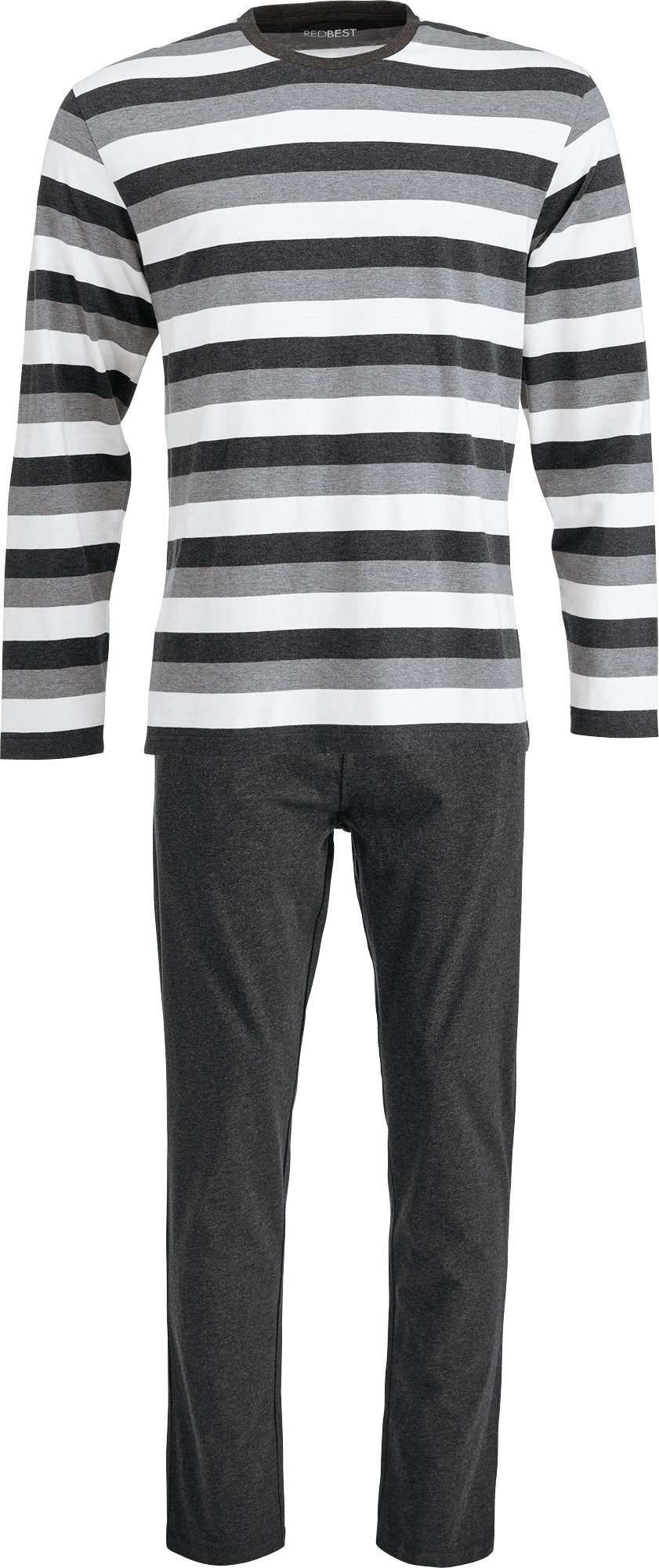 REDBEST Pyjama Herren-Schlafanzug Single-Jersey Streifen: gestrickter Ringe günstig online kaufen