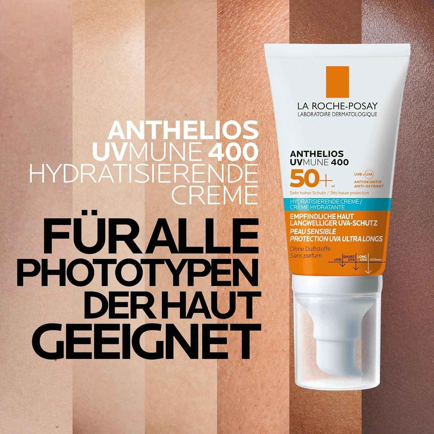 La Roche-Posay Sonnenschutzcreme Anthelios Hydratisierende Creme UVMune 400 LSF 50+ –, Feuchtigkeitsspendende Sonnencreme für empfindliche, Haut – Schutz vor Ze – Bild 5 von 5