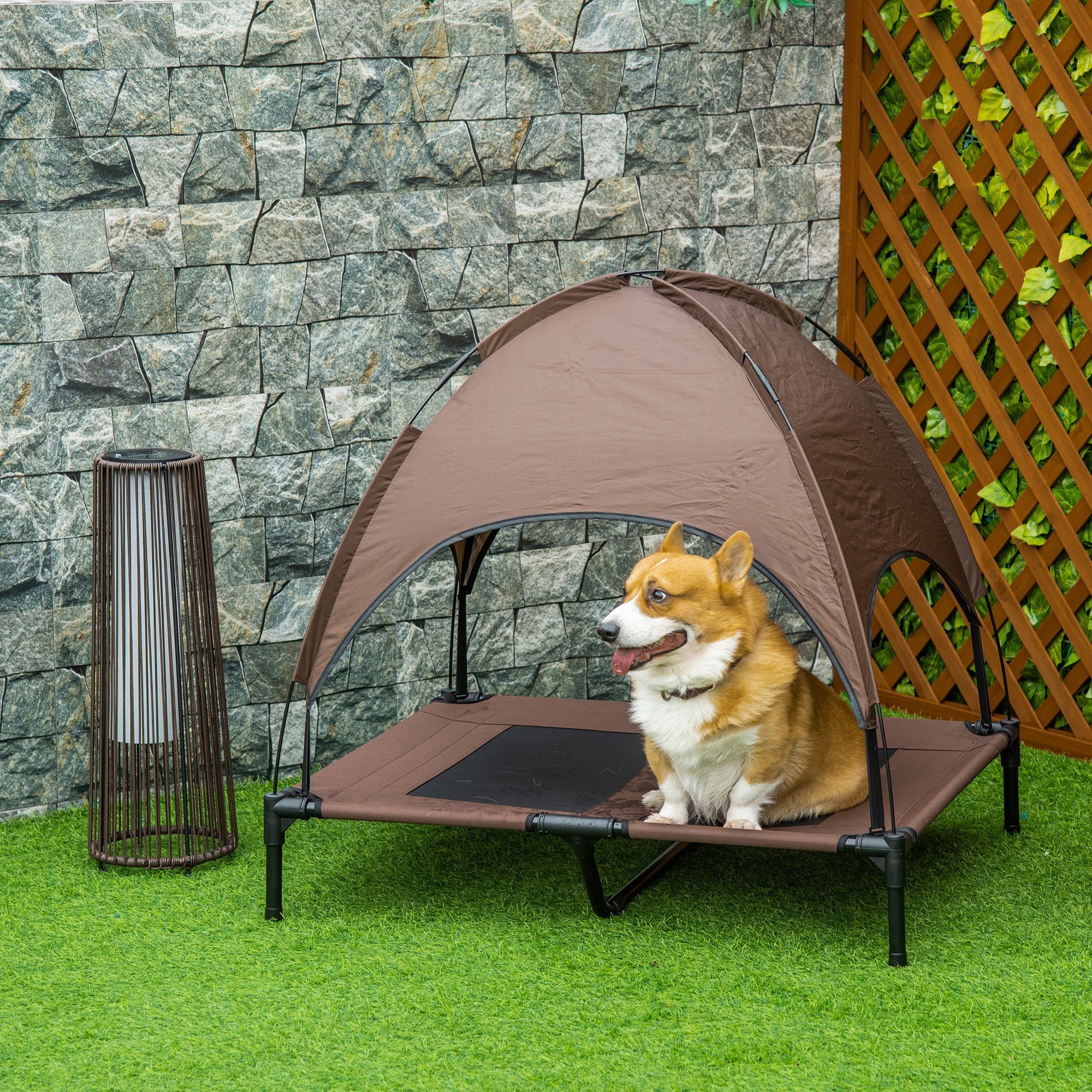 PawHut Tierbett Hundeliege mit Baldachin, Netzstoff, günstig online kaufen