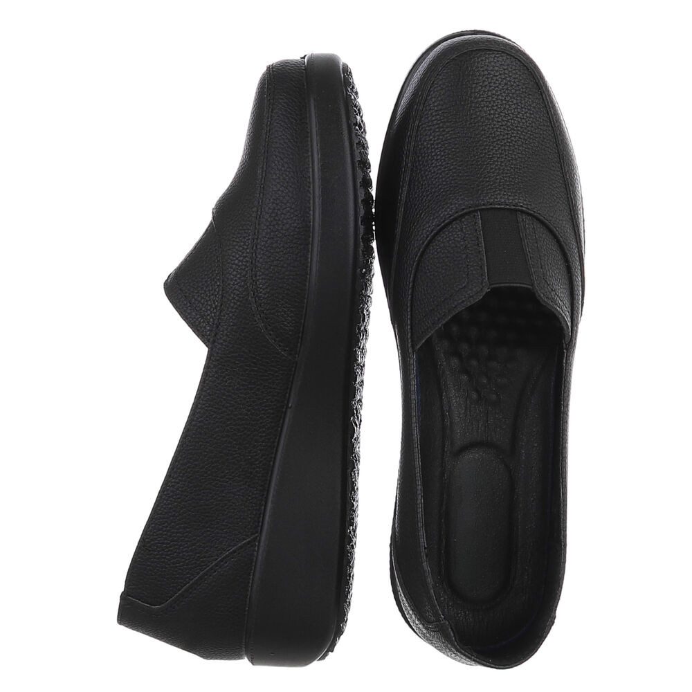 Ital-Design Damen Slipper mit Schlupfeinstieg und Komfortsohle Slipper (91783529) Keilabsatz/Wedge Mokassins in Schwarz