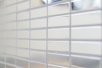 Mosani Mosaikfliesen Edelstahl Mosaik Fliese silber Rechteck glänzend Küchenwand