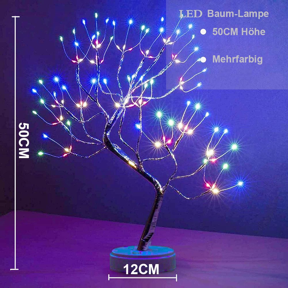 MUPOO LED Baum Künstlicher LED Bonsai Tischleuchte Dekolicht, USB-/Batterie-betrieben, 108 LEDs Kupferdrahtbaum, LED fest integriert, mit Touch-Schalter