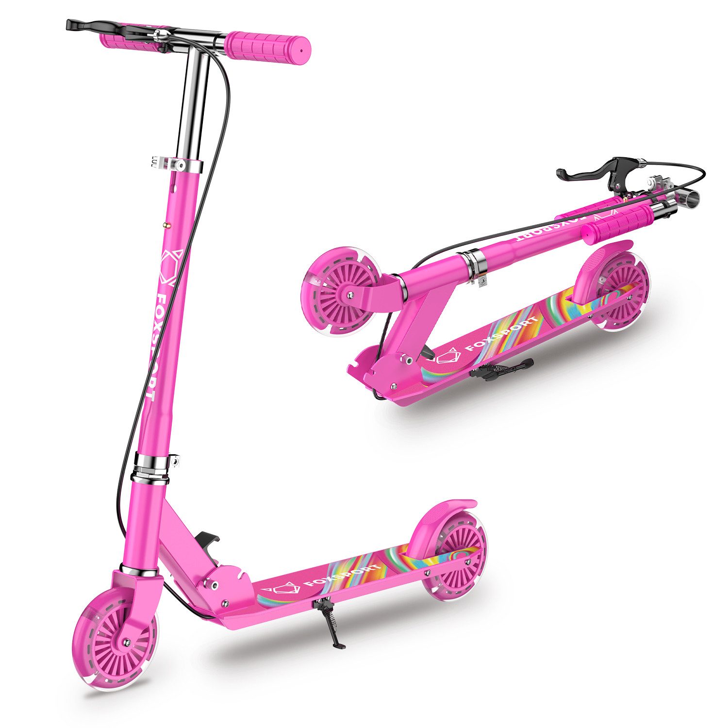 FOXSPORT Cityroller Kick Scooter Faltbarer Kinderoller, 4,00 km/h, (Set, mit Schutzblechen), klappbar&höhenverstellbar Scooter 4.7 Zoll Räder Maximale 50 kg