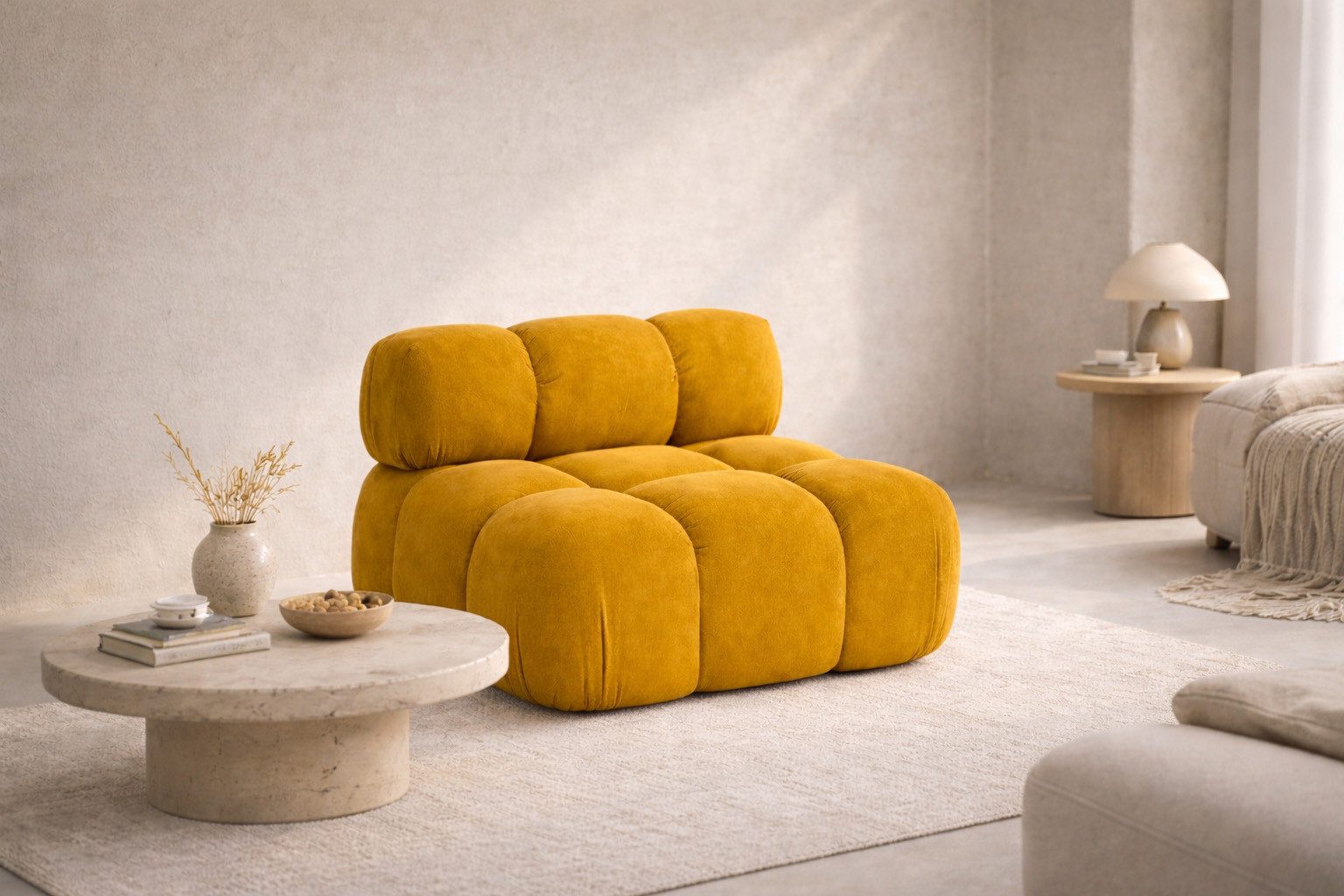 Kaiser Möbel Sofa-Mittelelement modulares System, Veloursstoff Salvador,SELIA (Einzelelement), Veloursstoff Salvador hochelastischer HR-Schaum Wellenfederung