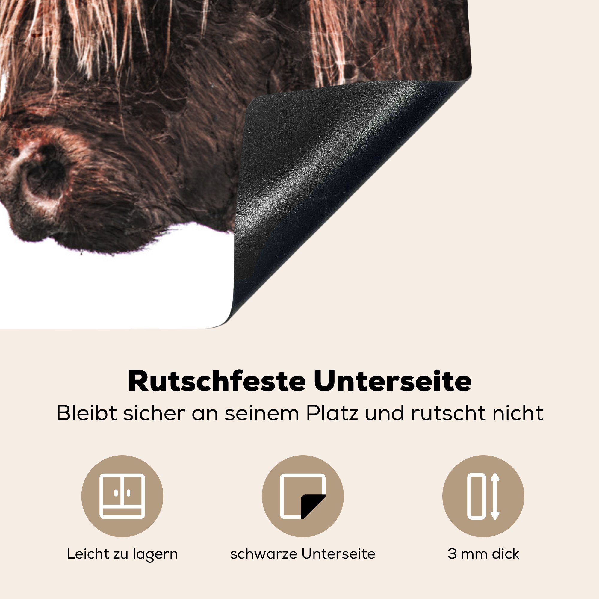 MuchoWow Herdblende-/Abdeckplatte Schottische Highlander - Kühe Induktionskochfeld Schutz für die Hoorn, cm, - tlg), Ceranfeldabdeckung (1 küche, Vinyl, 81x52