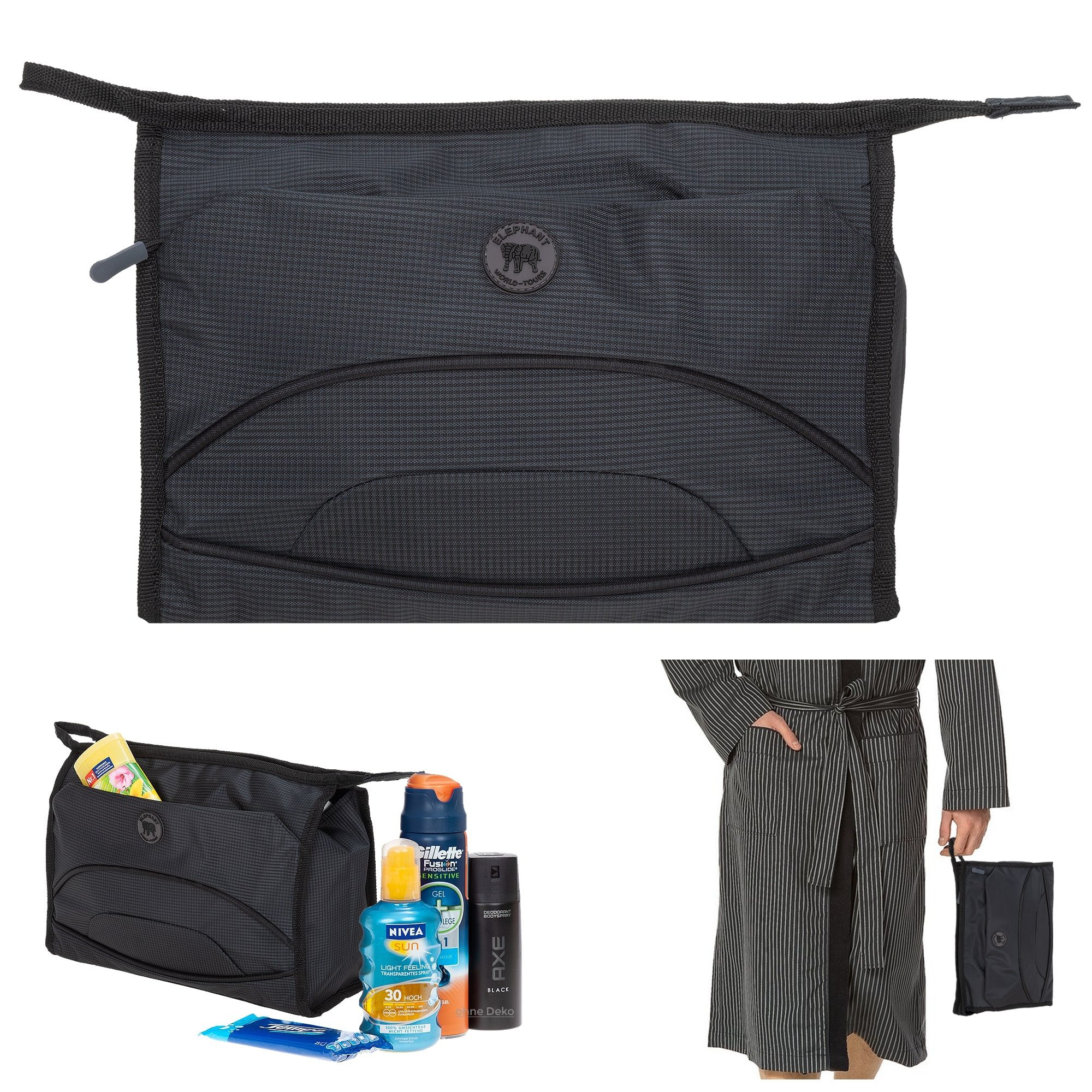 ELEPHANT Kulturbeutel groß Kulturtasche Washbag Color Kosmetiktasche, Damen Herren Sauna Sport Reise Tasche Bag