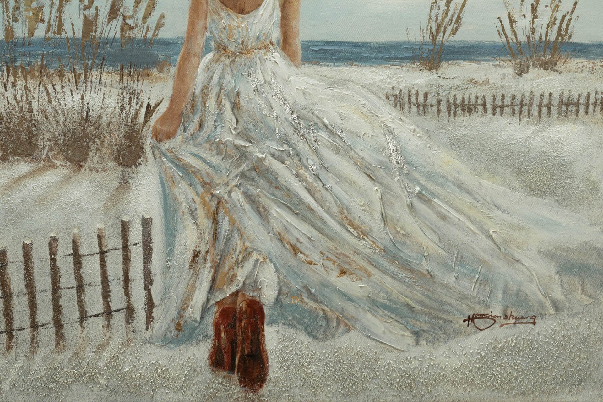 KUNSTLOFT Gemälde Blick zum Horizont 100x70 cm, Leinwandbild 100% HANDGEMALT Wandbild Wohnzimmer