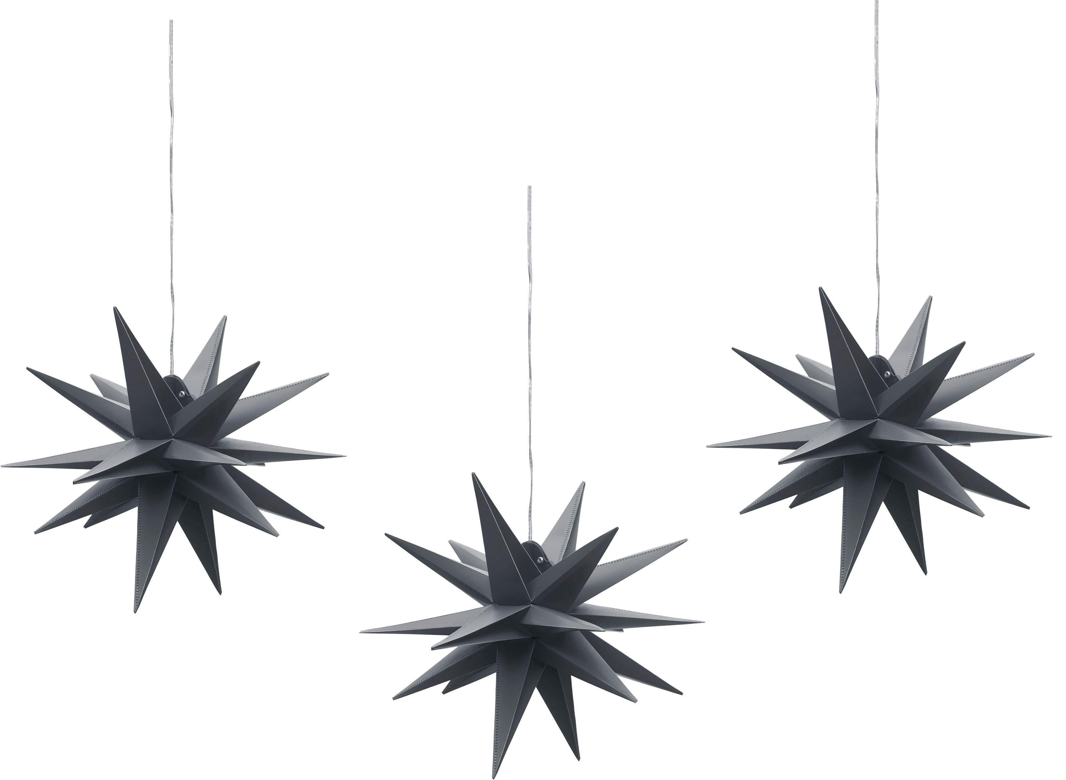 IC Winterworld LED Stern Weihnachtsstern, LED fest integriert, Kaltweiß, 3er Set, in 3D-Optik, Batteriebetrieb, Ø 25 cm, Weihnachtsdeko