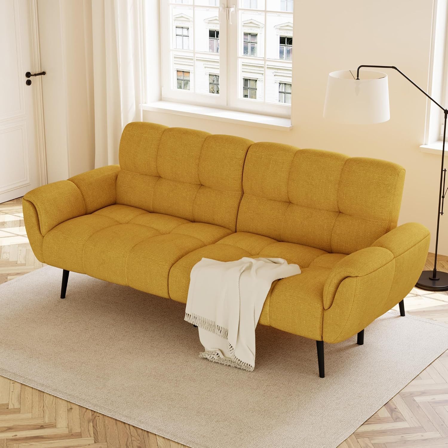 Jiexi Big-Sofa 3-Sitzer Schlafsofa mit Schlaffunktion, Klappsofa, 155x85cm