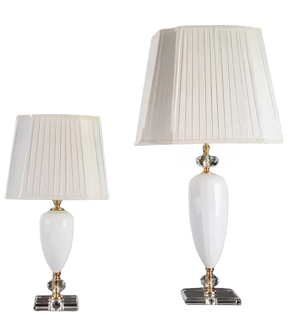 Xlmoebel Nachttischlampe Weiße Tischleuchte im Art-Déco-Stil mit Kristallverzierungen, Hergestellt in Europa