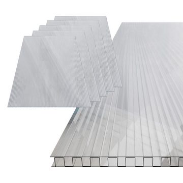 GARMIO Gewächshaus Hohlkammerstegplatten ACRI 4mm, Ersatz Gewächshausplatten 10,25m, Set aus 14 Platten, Polycarbonat transparent, UV-beständig