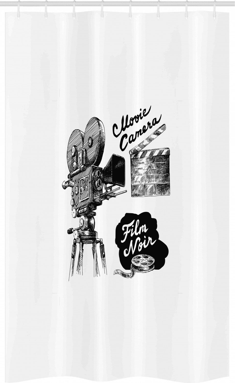 Abakuhaus Duschvorhang »Badezimmer Deko Set aus Stoff mit Haken« Breite 120  cm, Höhe 180 cm, Kino Kamera-Film Noir online kaufen | OTTO