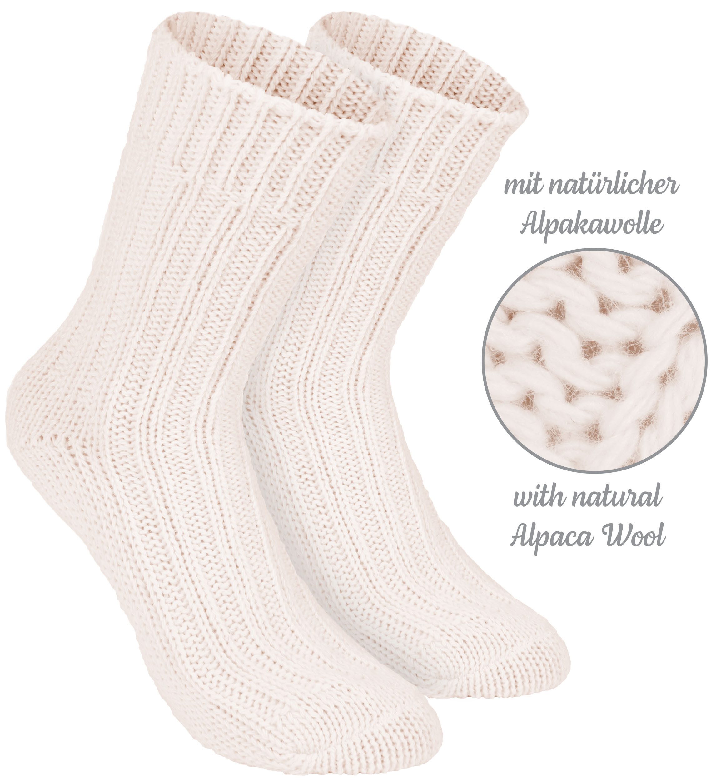 BRUBAKER Kuschelsocken warme dicke Alpaka Socken (Set, 4-Paar, mit Alpakawolle) Wintersocken für Damen und Herren – Bild 5 von 5